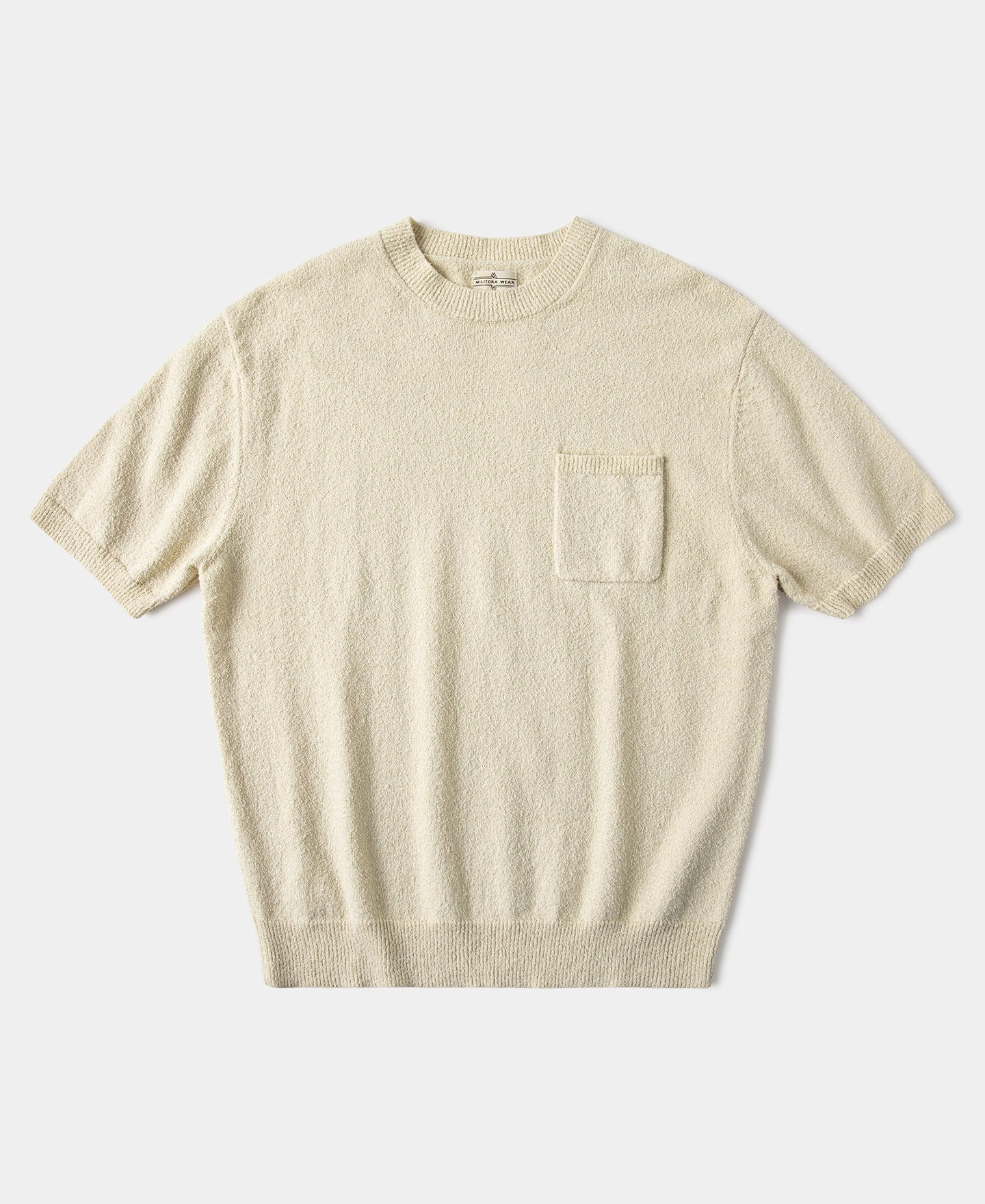 Quick Wear Lot 918 1940s Cotton-Blend Boucl?? Pocket T-Shirt - Ivory