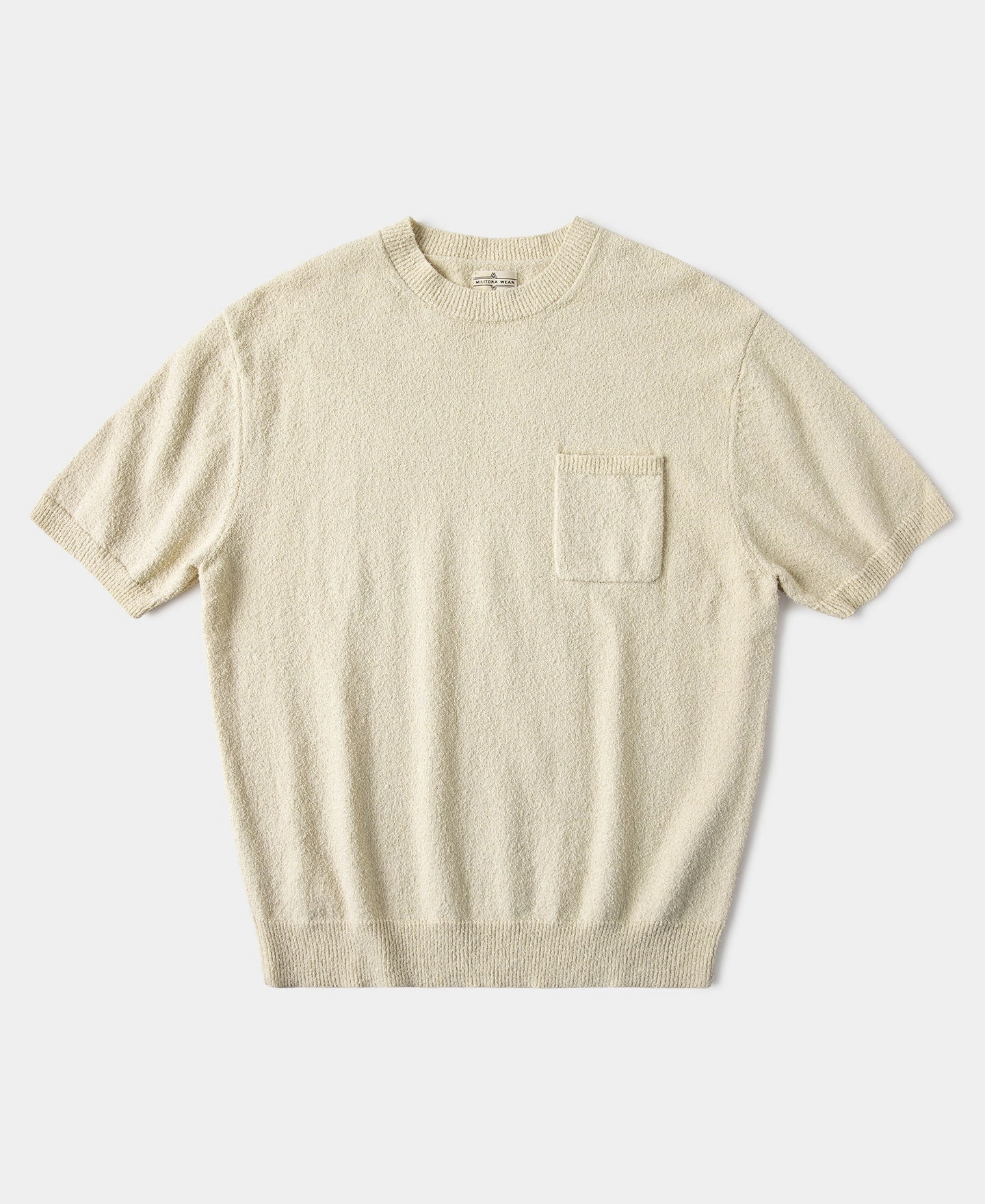 Lot 918 1940s Cotton-Blend Boucl?? Pocket T-Shirt - Ivory Fun Style Quick Comfort Wear