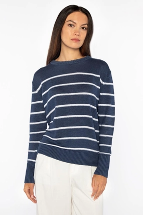 Crop Stripe Crew Flexible Drop Shoulder Stretchy Layers
