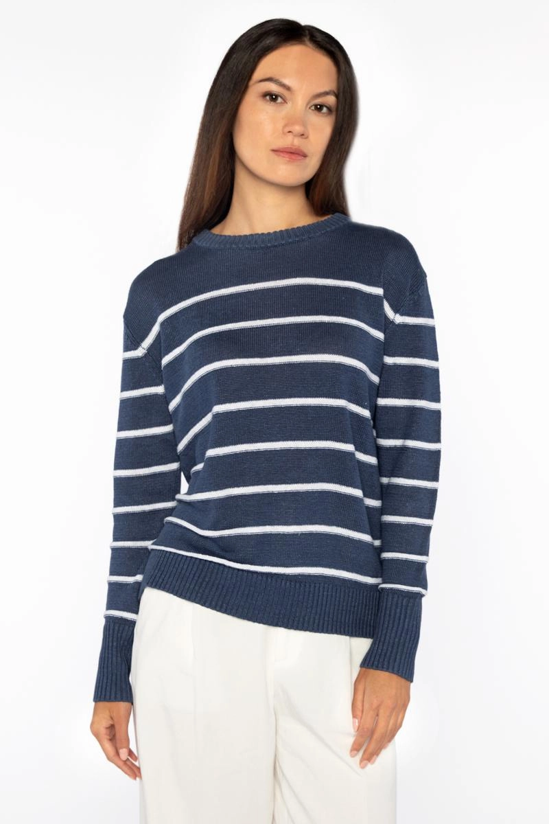 Stylish Knit Layer Stylish Everyday Wear Crop Stripe Crew