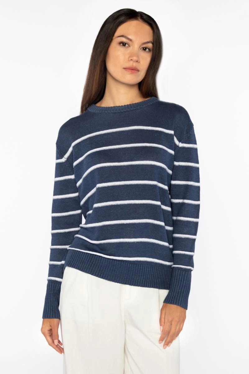 Long Lasting Elasticity Crop Stripe Crew