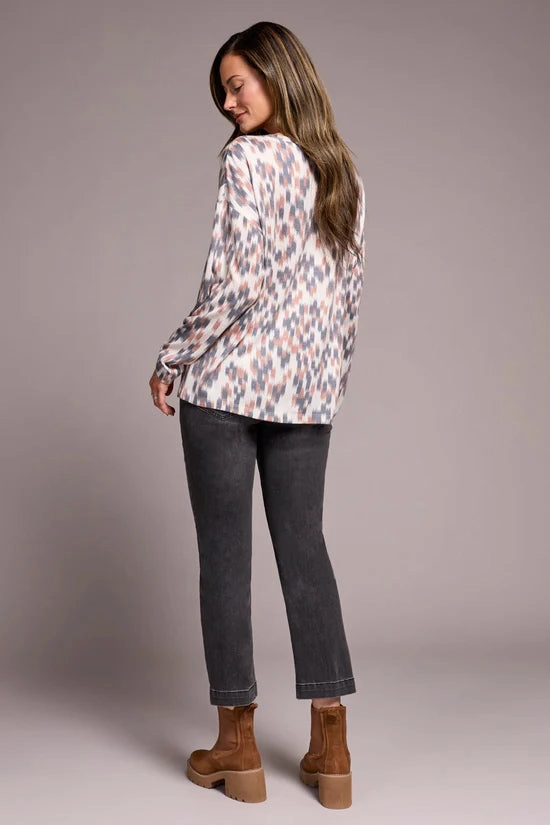 Tribal Crew Neck Combo Print Top Cozy Knit