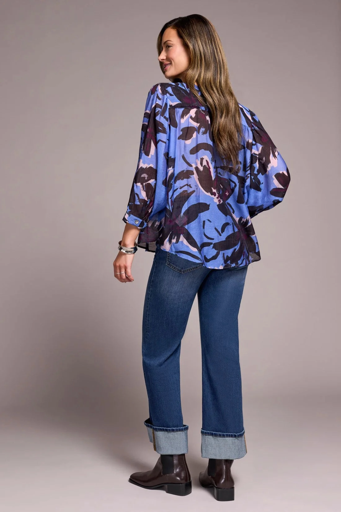 Sporty Sweatshirt Soft Texture Tribal Flowy Dolman Sleeve Blouse- Multiple Prints