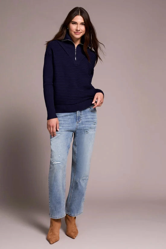 Fitted Design Fade Resistant Treatment Tribal Soft Zip-Up V-Neck Sweater- 2 Colors