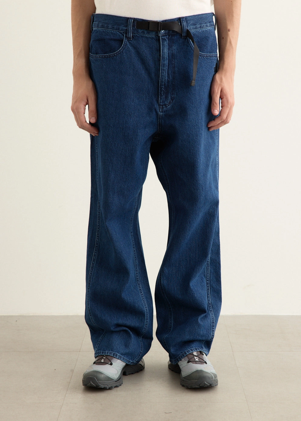 Triple Side Seam Denim Pants Wool blend