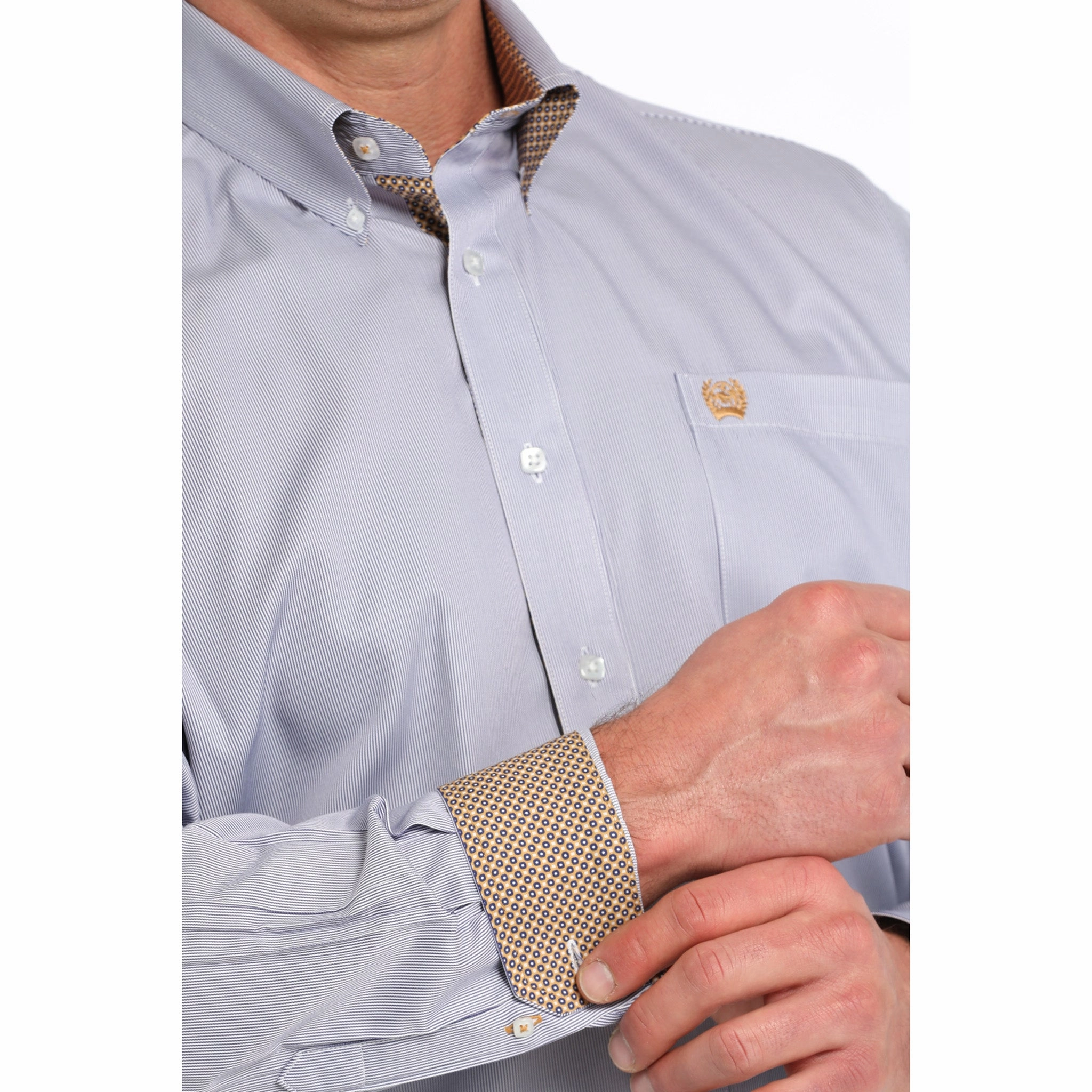 Cinch Men's Purple Micro Stripe Long Sleeve Shirt fade resistant color