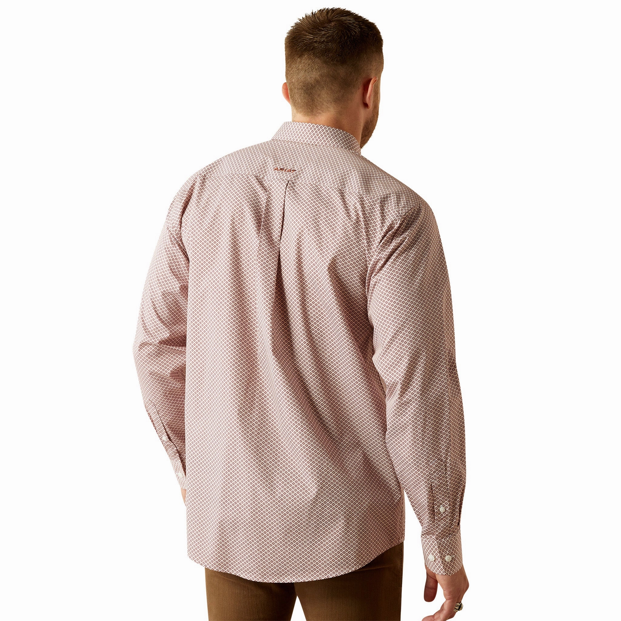 No Slip Shoulder Grips Non Iron Material Ariat Wrinkle Free Avery Classic Fit Shirt Brick Geometric