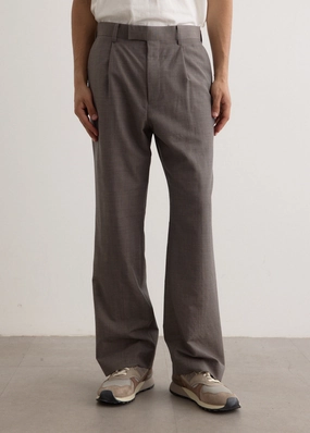 Smooth Fabric Tropical Wool Kid Mohair One-Tuck Slacks