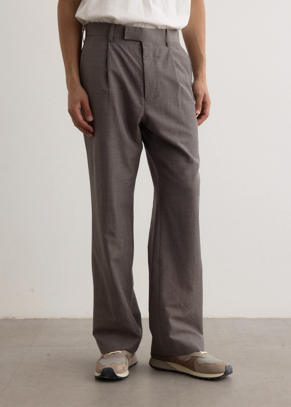 Tropical Wool Kid Mohair One-Tuck Slacks ErgonomicArticulatedDesign