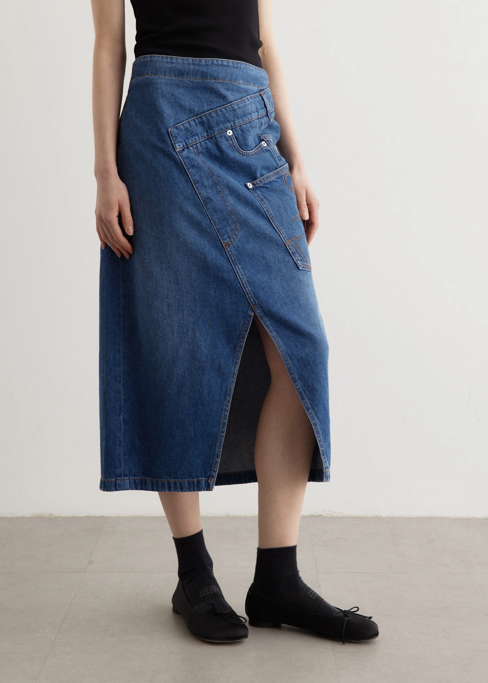 Twisted Midi Skirt Suede Feel