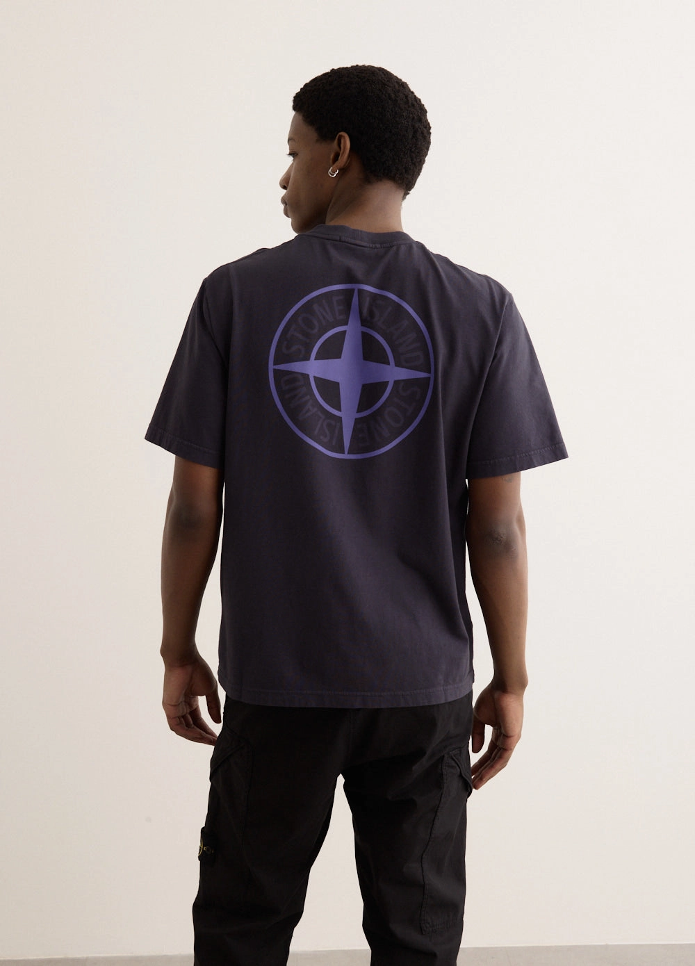Two Tone Compass Logo Print T-Shirt Versatile Piece