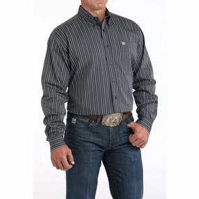 Cinch Men's Striped Long Sleeve Shirt Soft Touch Fabric Warm Layers