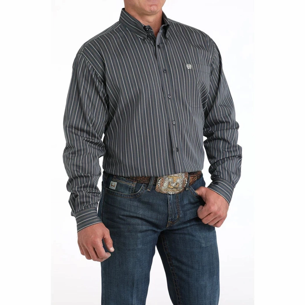 Cinch Men's Striped Long Sleeve Shirt Soft Touch Fabric Warm Layers