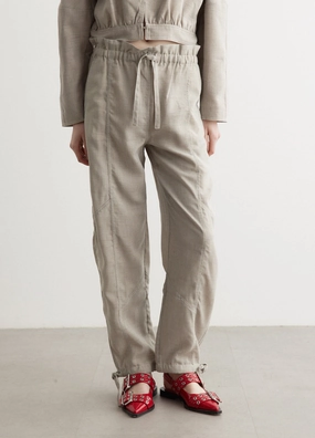 Light Melange Suiting Elasticated Waist Pants Sustainable Fabric