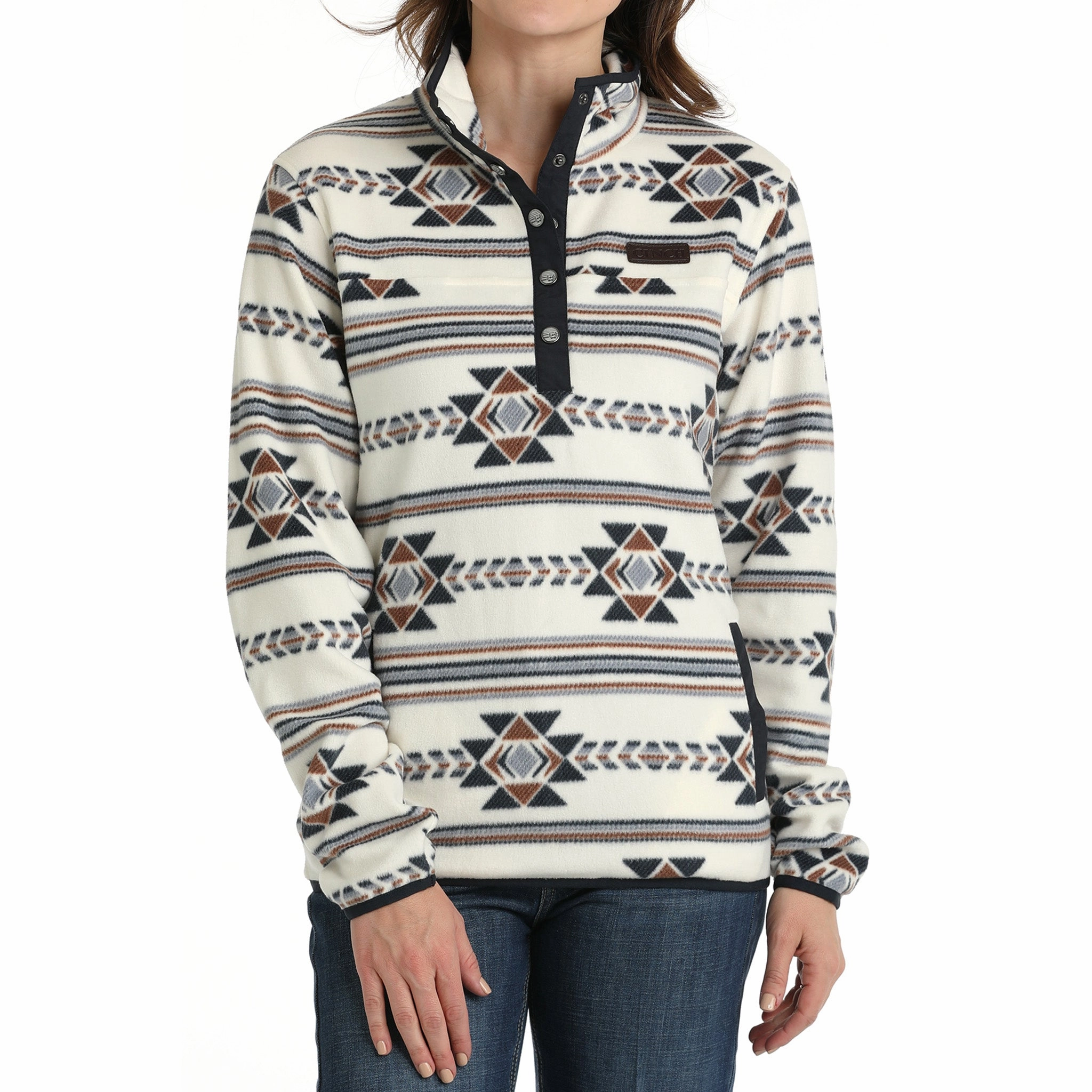 Cinch Women's Cream Polar Fleece Relaxed Layers Magnetic Closure