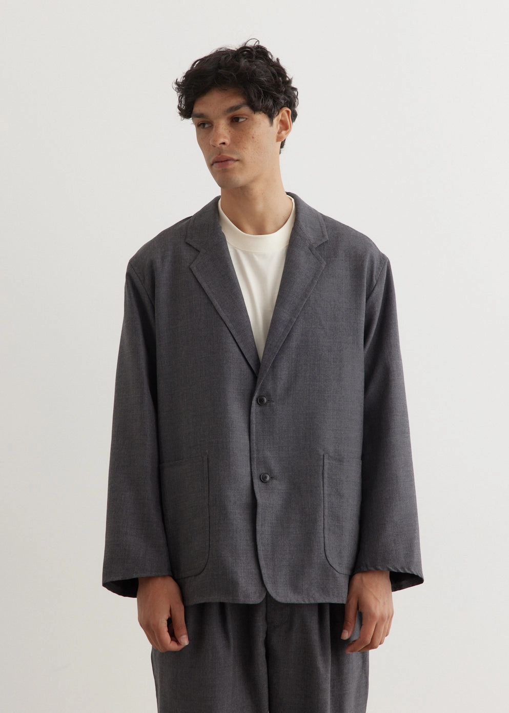 Relaxed Wool Jacket AbrasionResistantSurface Comfy Fit