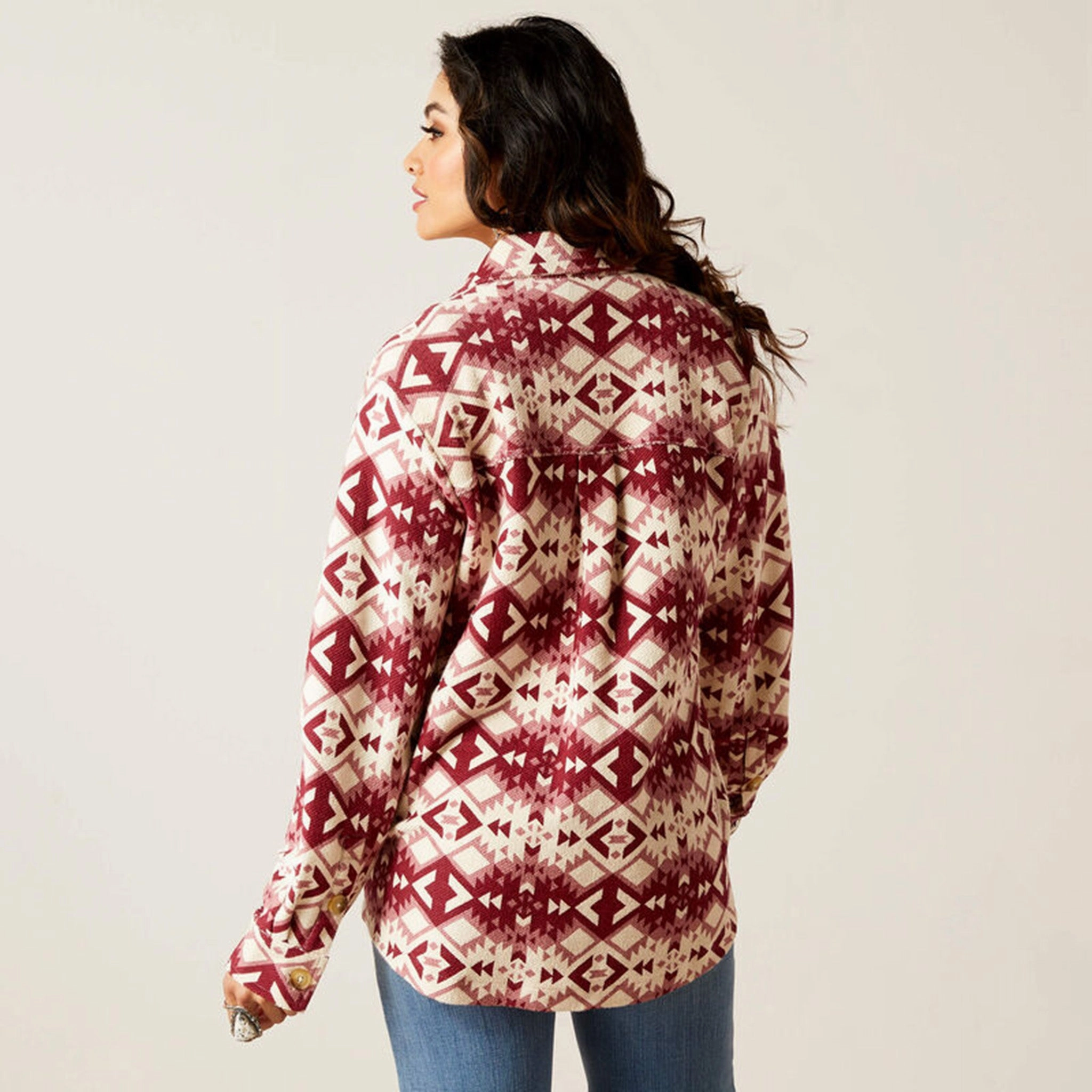 FoldableStructure Ariat Women's Burgundy & Cream Southwest Shacket