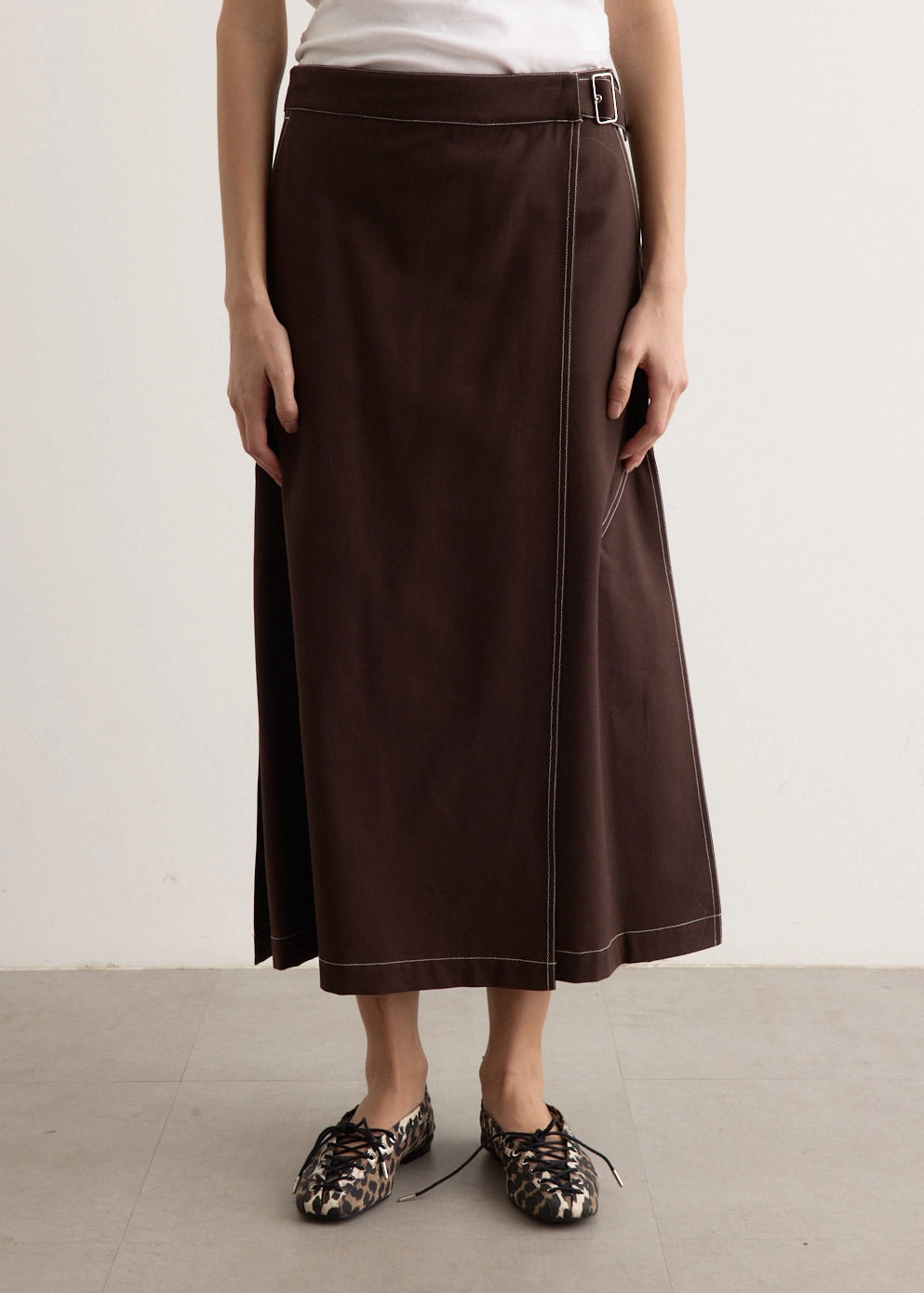 Umbra Wrap Midi Skirt Drawstring closure