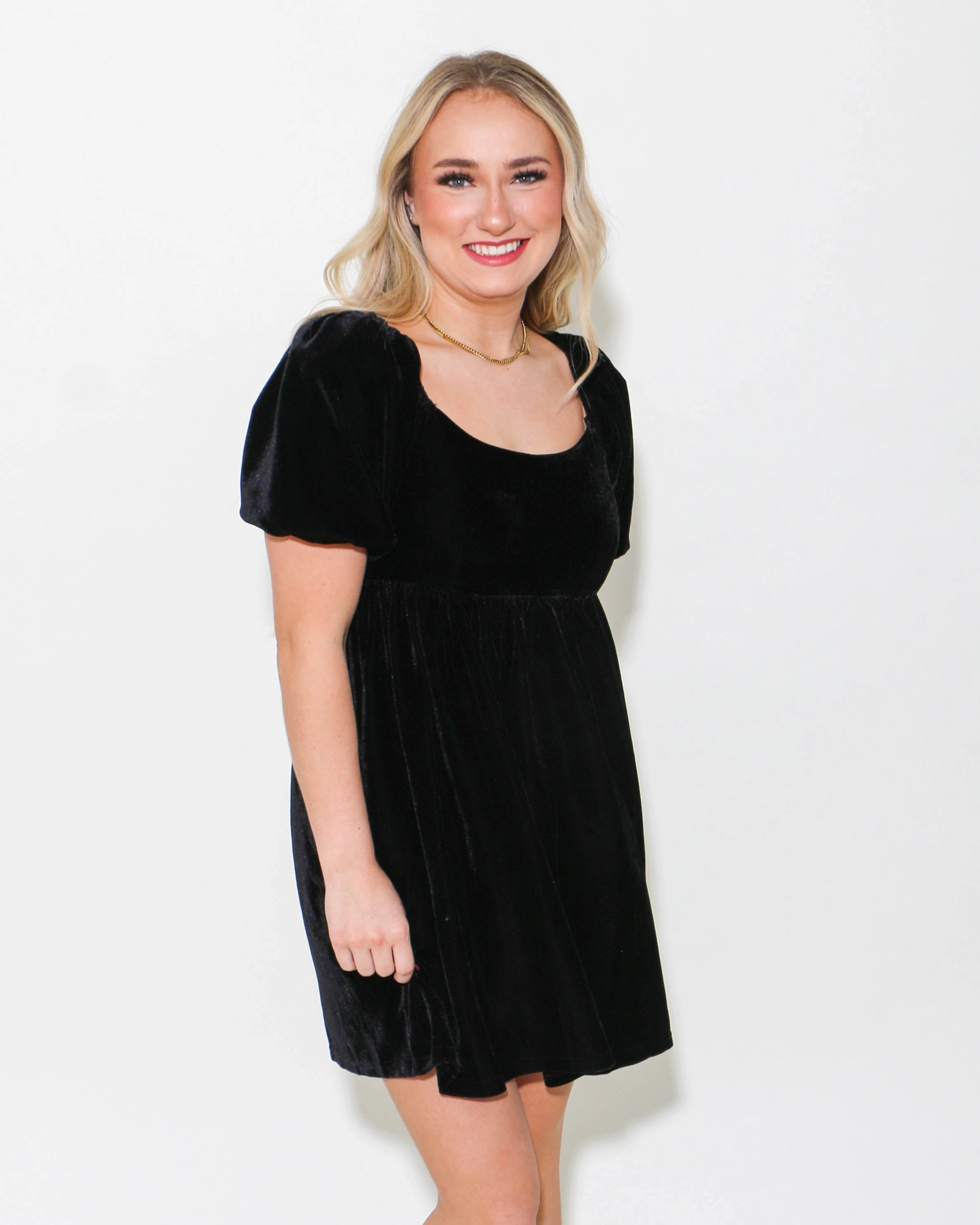 Peplum-Style Velvet Scoop Neck Mini Dress