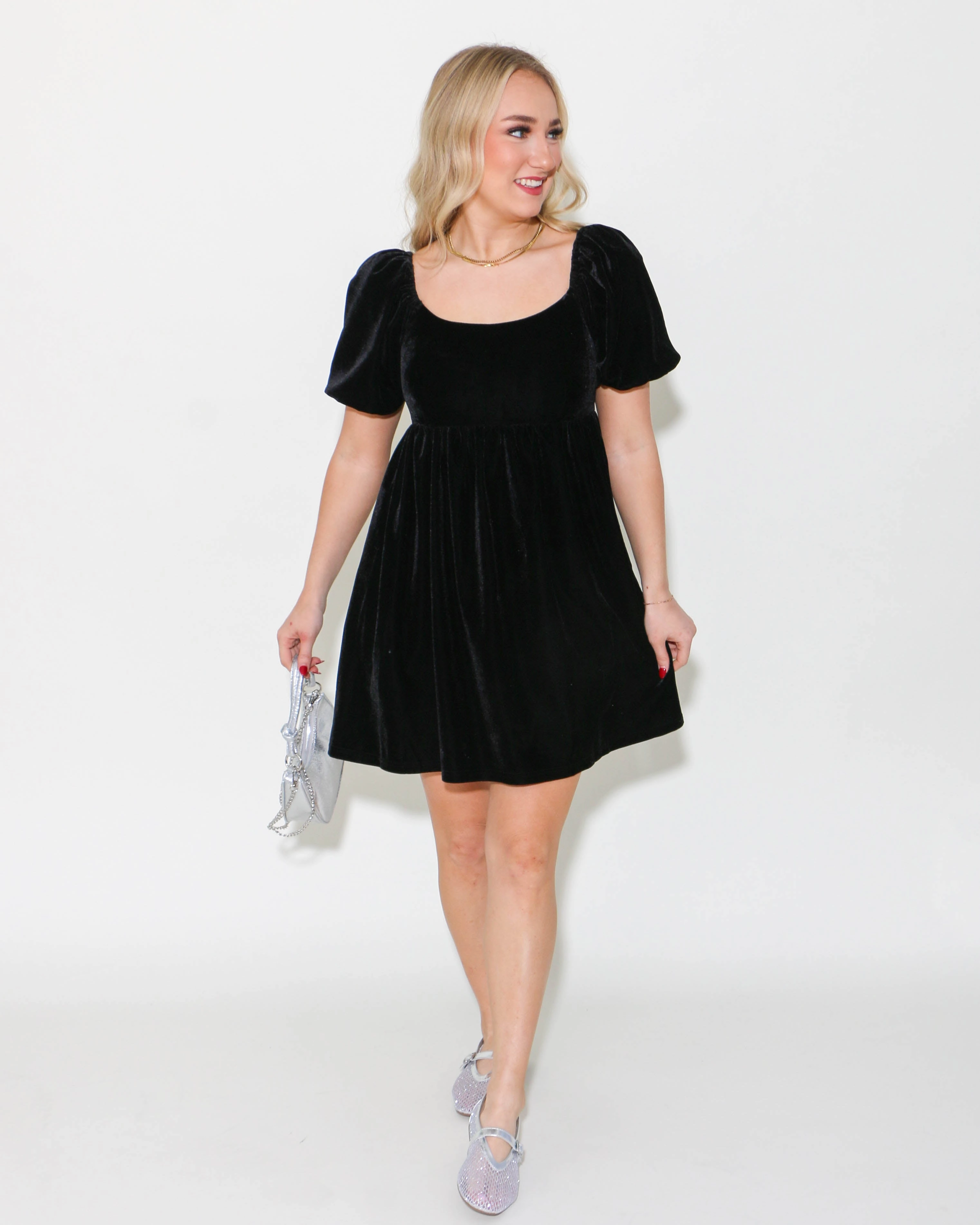 Luxe Wear Velvet Scoop Neck Mini Dress