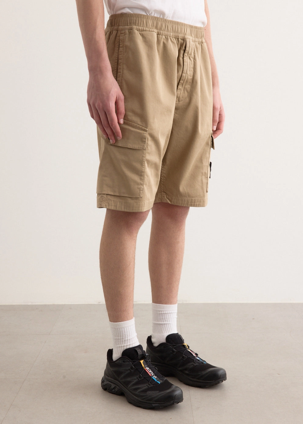 Organic Stretch Cotton Satin Cargo Shorts Moisture Management Lining