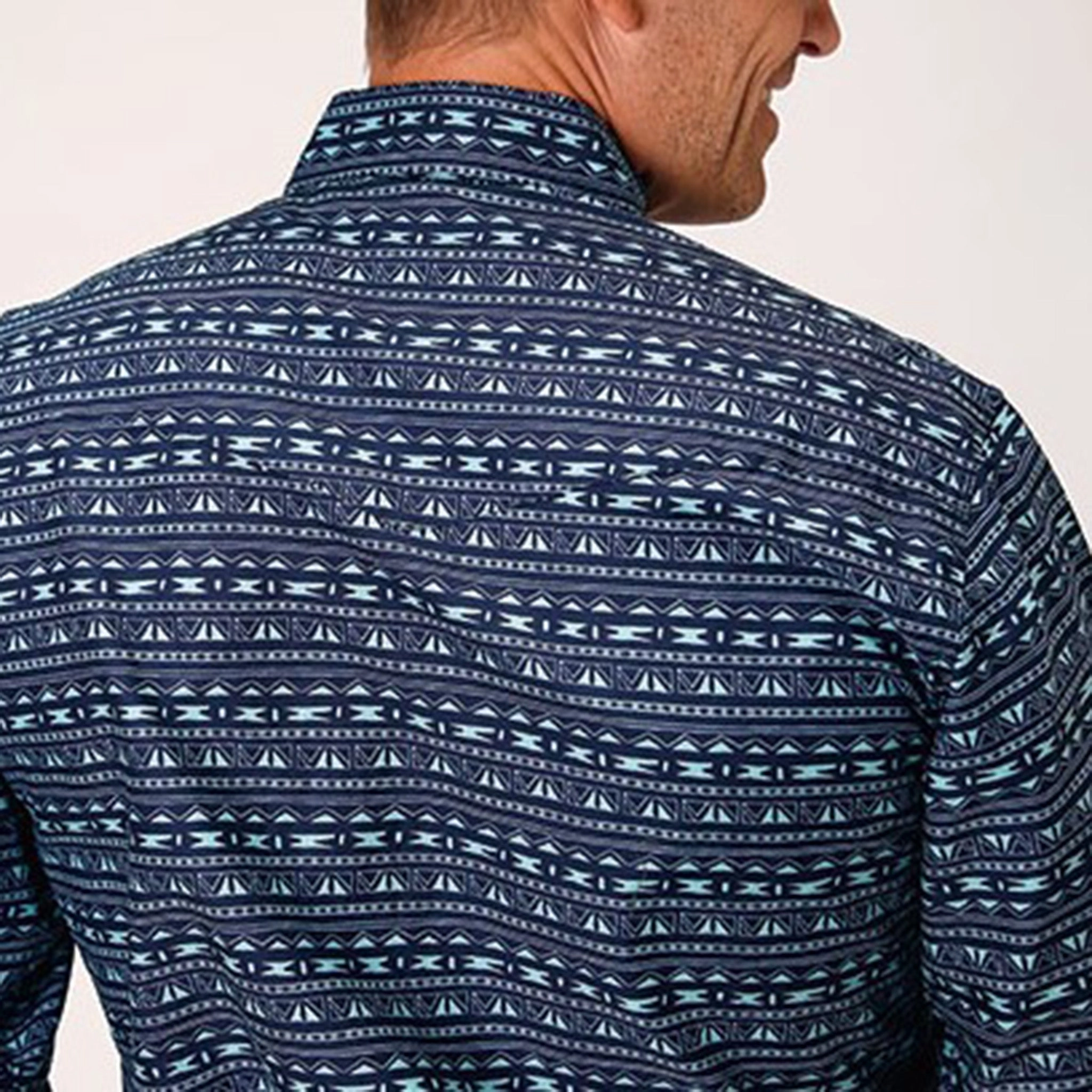 Waffle Weave Refined Aesthetic Roper Men's Aztec Print Shirt