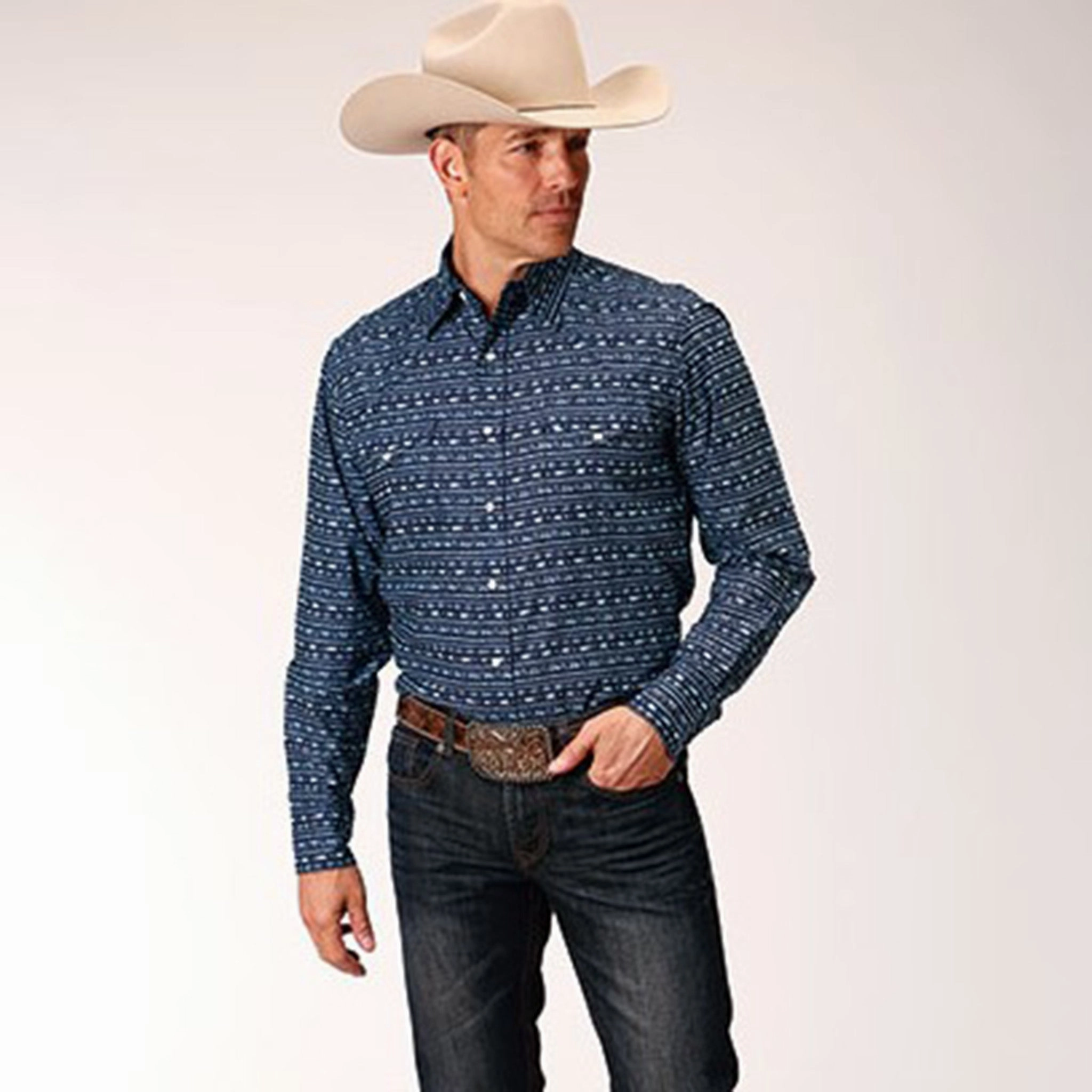 All-Season Wear Roper Men's Aztec Print Shirt