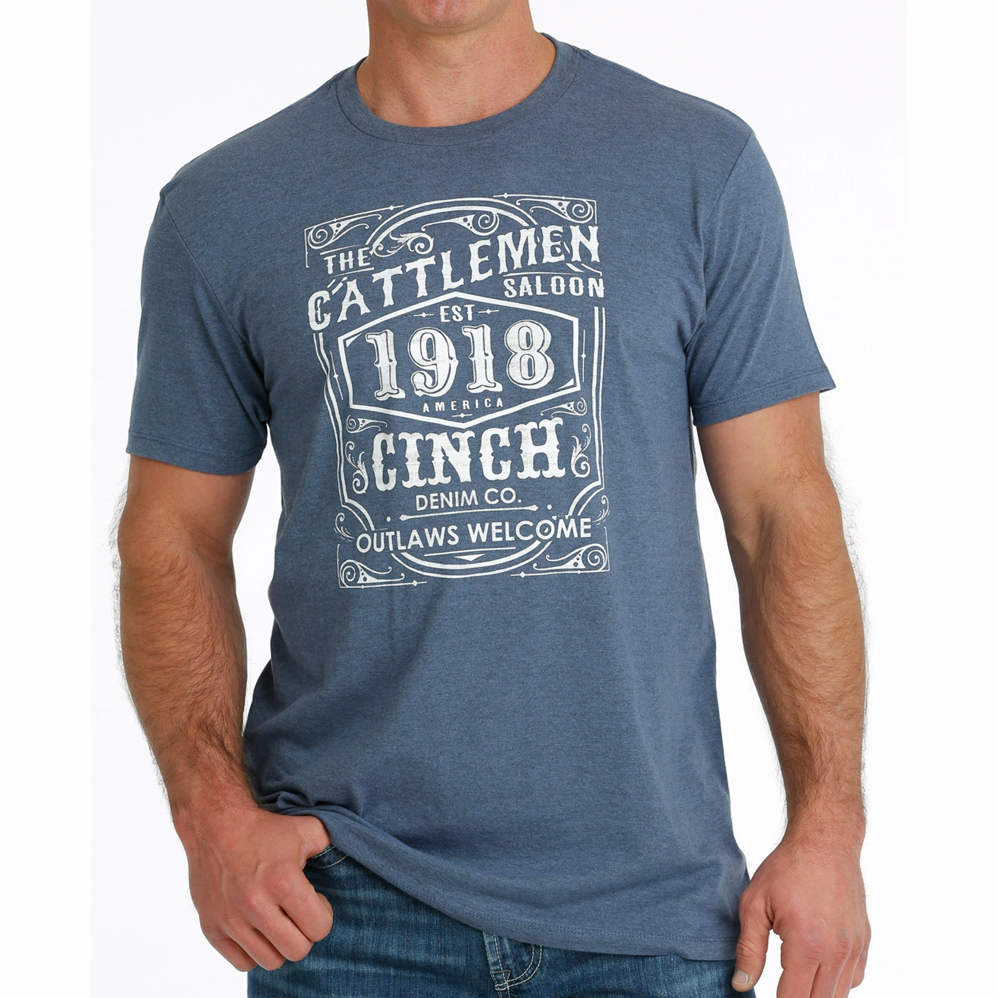 Cinch Men's Blue Cattlemen Cinch Tee Lightweight Feel Button front