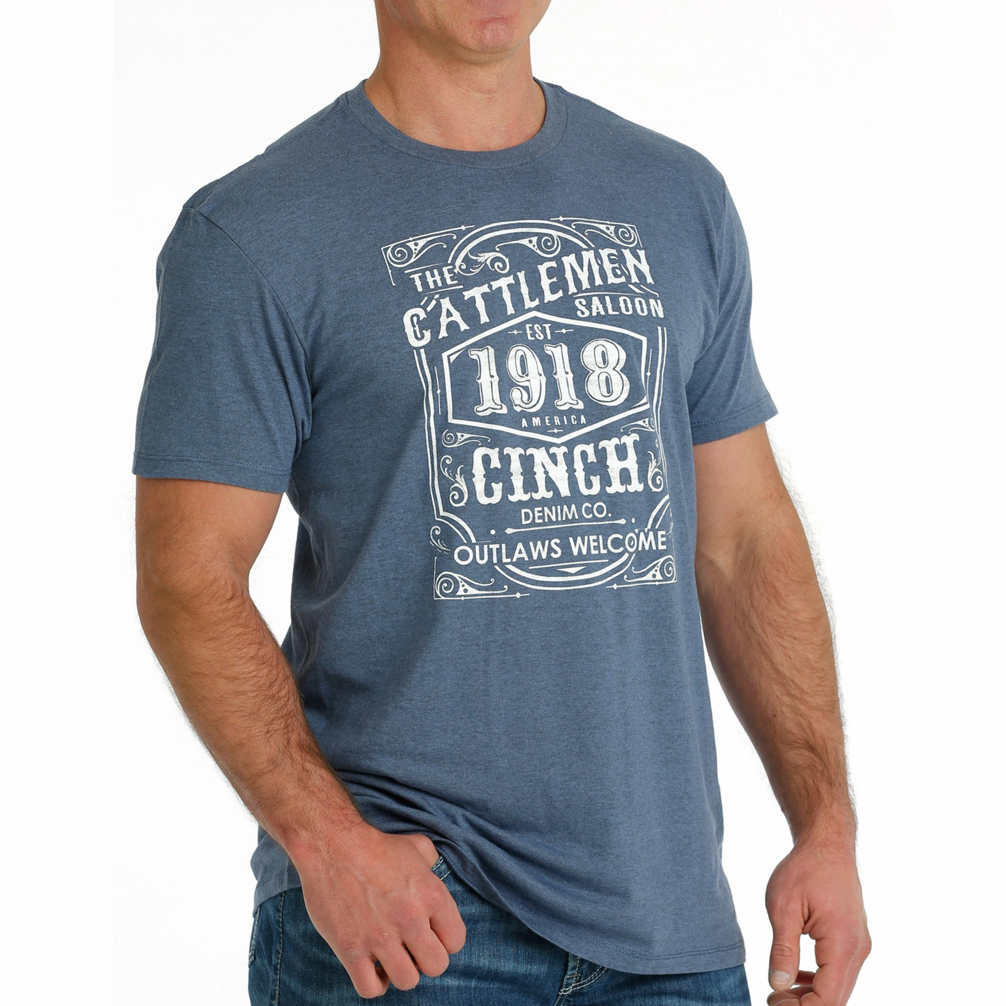 Multi Layer Stitching Cinch Men's Blue Cattlemen Cinch Tee