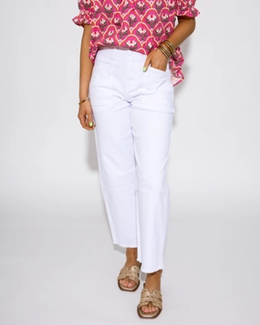 Uptown High Rise White Barrel Jeans Work Meeting Beach Day