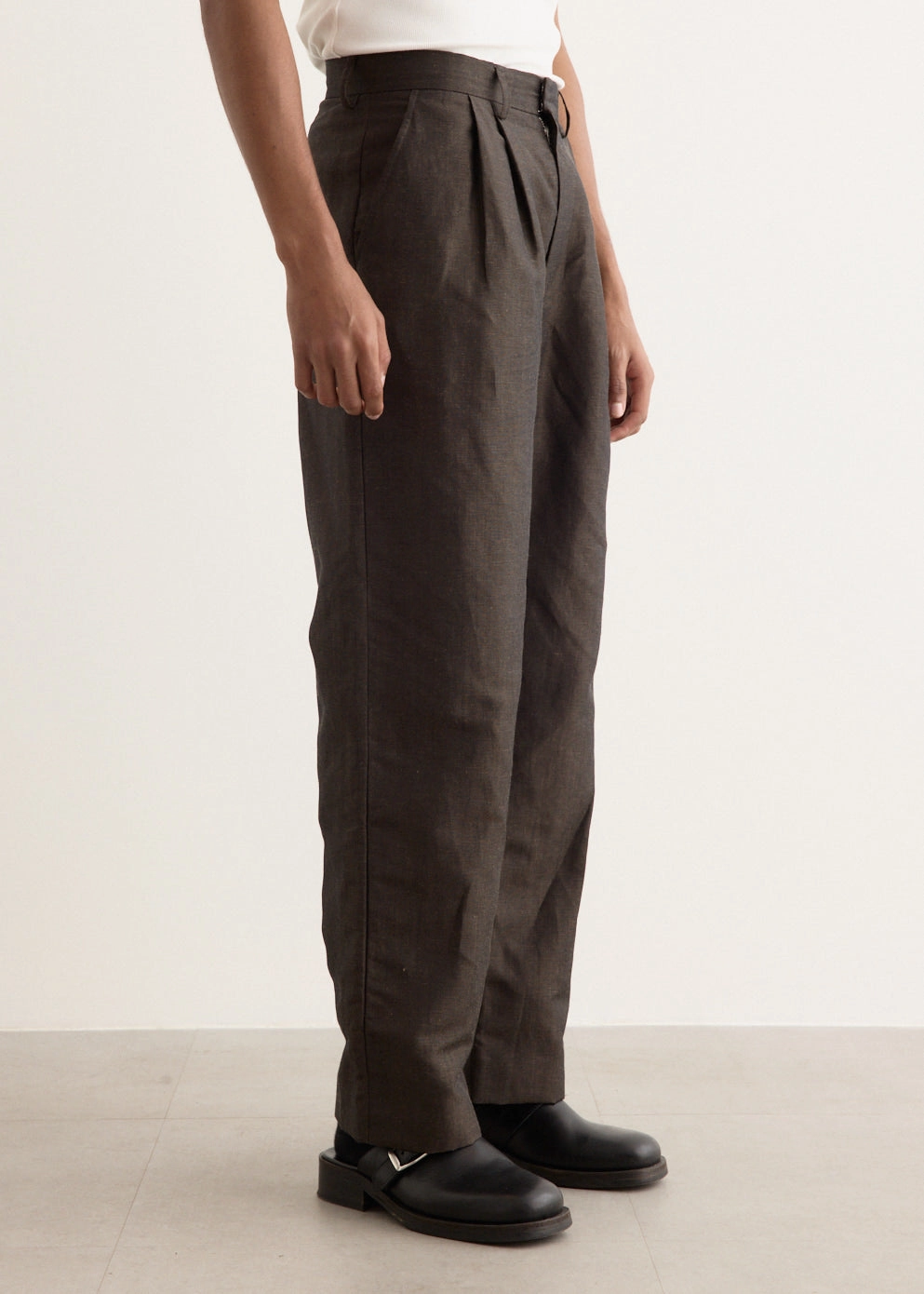 FlexibleKneePanels Wool Linen Tailored Trousers