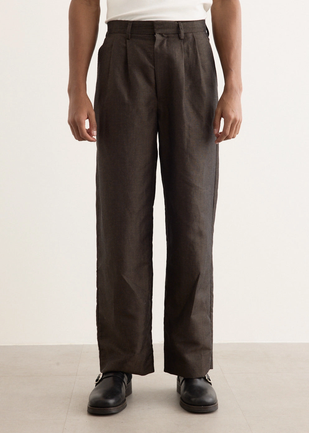 Wool Linen Tailored Trousers Utility Style