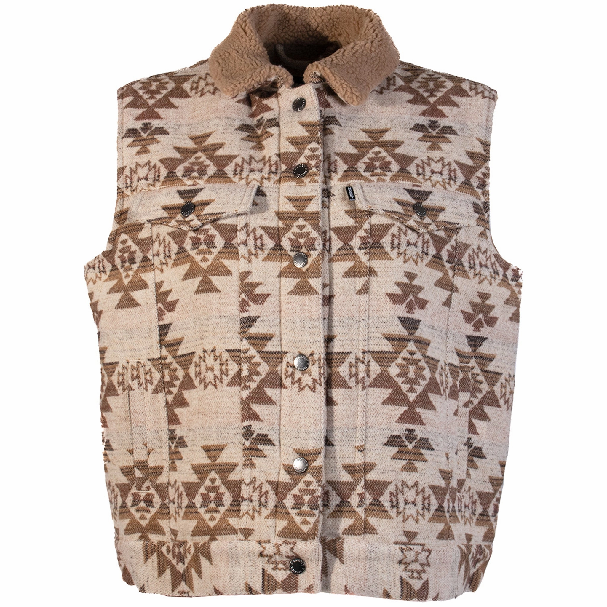 Hooey Women's Cream Aztec Sherpa Lined Vest Reinforced Stress Points Four Way Stretch Material