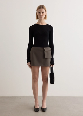 Velvet Finish Utility Pocket Mini Skirt