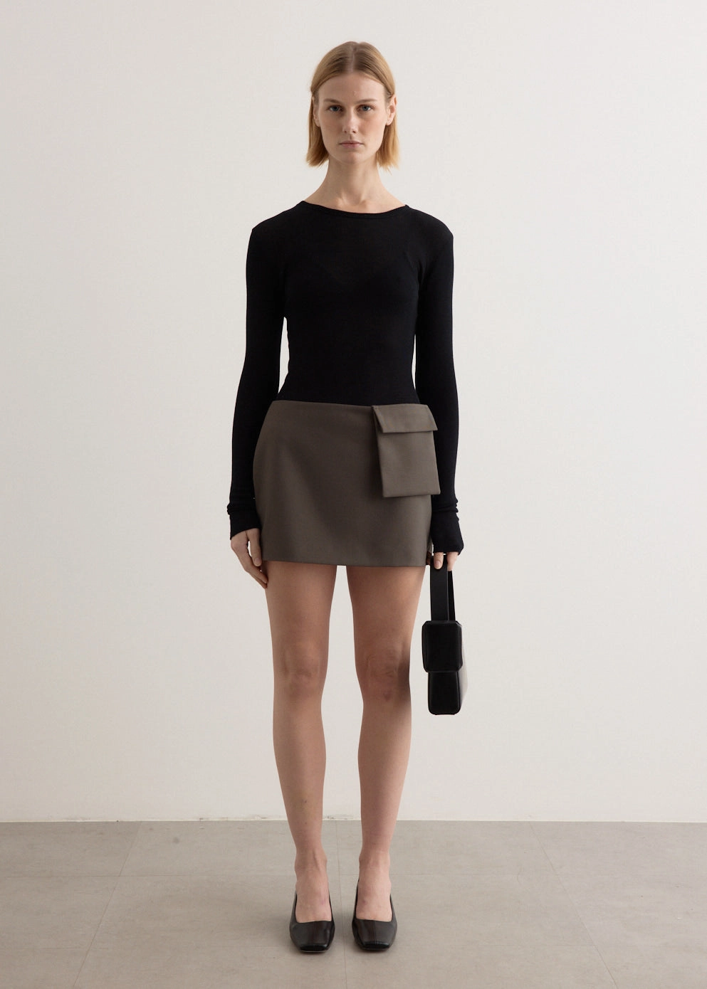 Velvet Finish Utility Pocket Mini Skirt