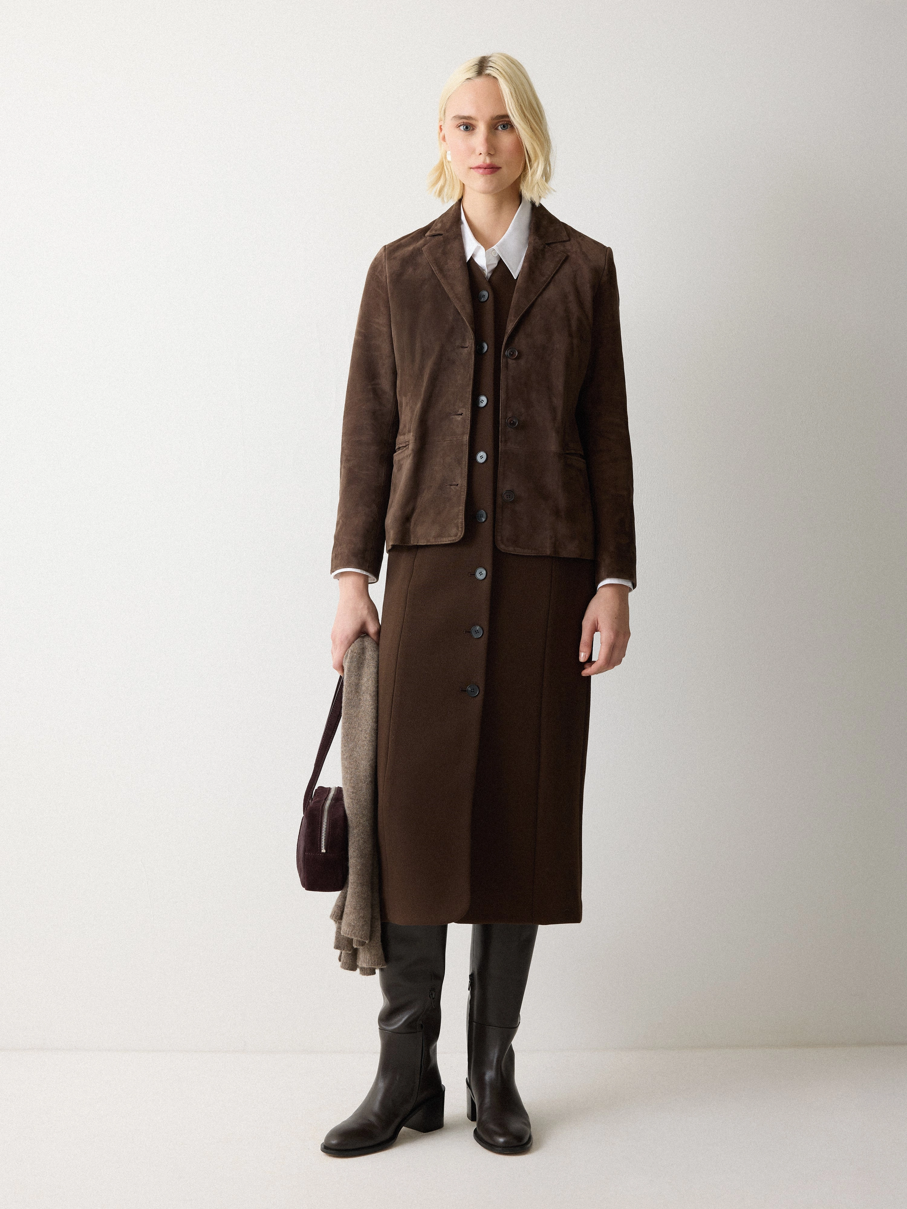 V Neck Long Waistcoat Dress | Brown Breezy Comfort Casual Moments