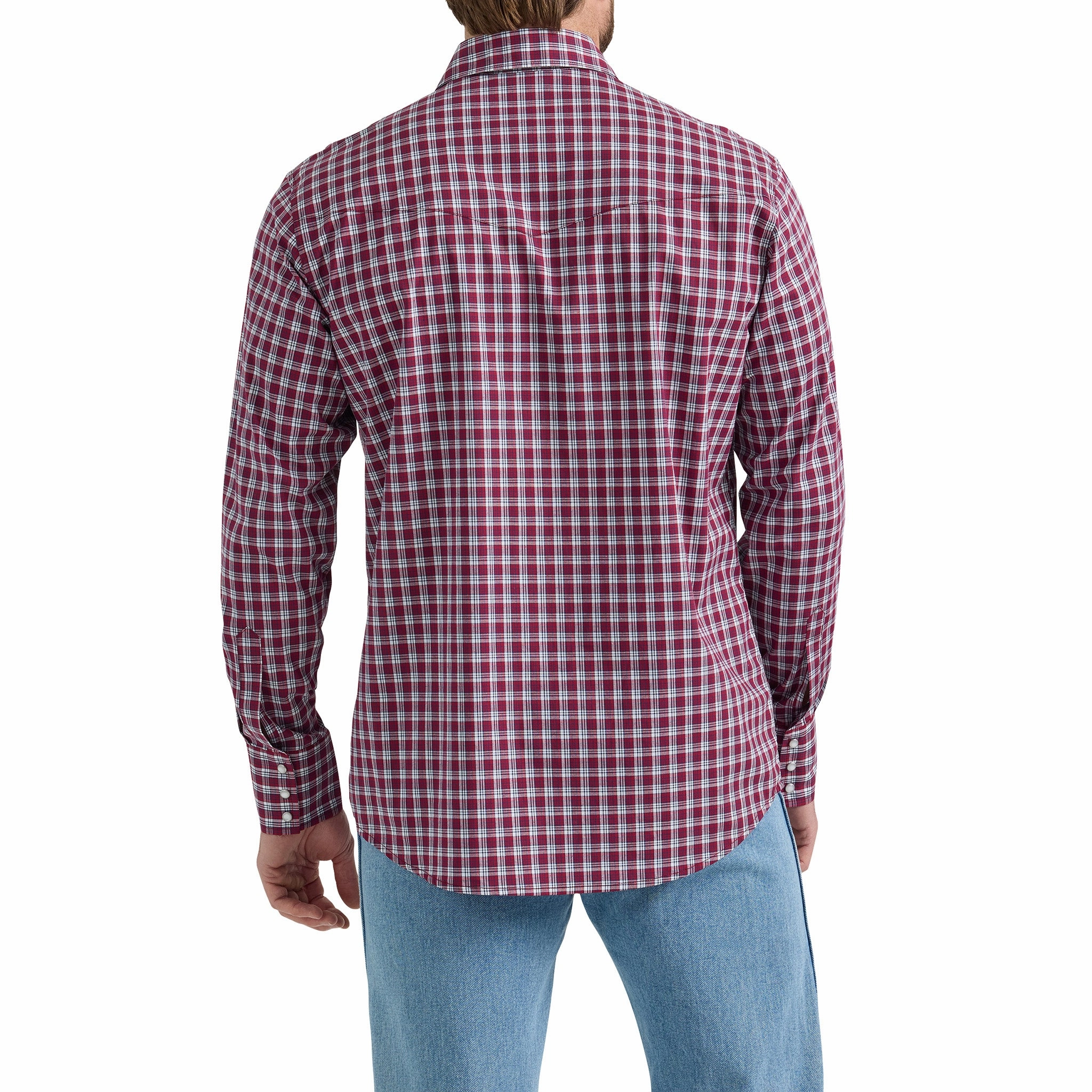 Wrangler Men's Wrinkle Resist Long Sleeve Pearl Snap Lightweight Weave Graduation Ceremony