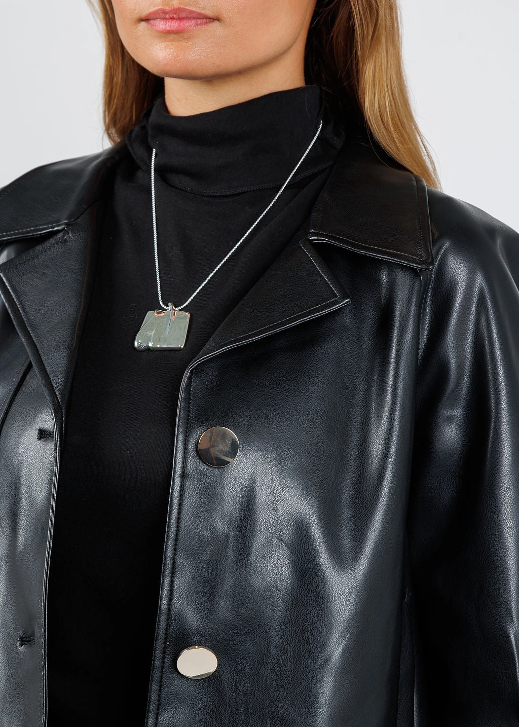 UPF Protective Fabric Vegan Leather 3/4 Sleeve Jacket- Black ReinforcedStitch Technology