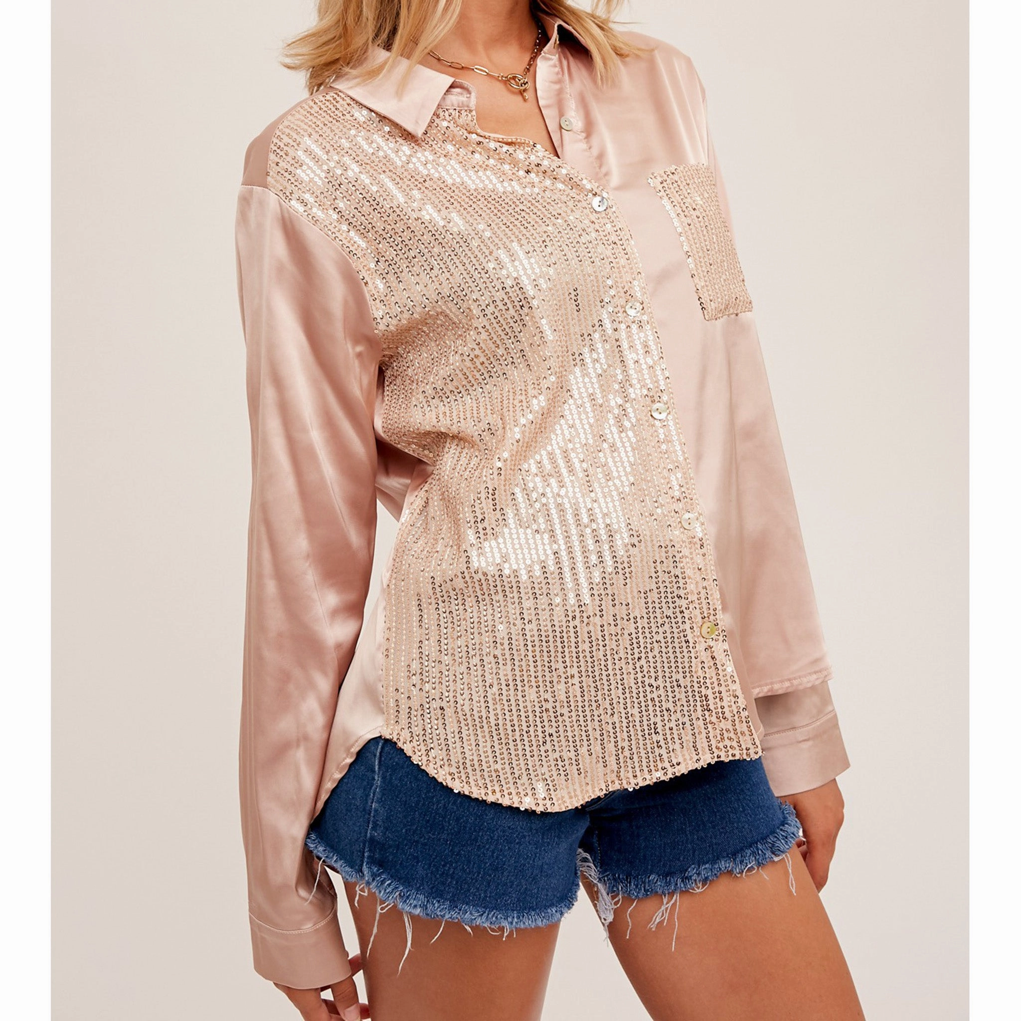 Satin Sequin Blouse AllDayComfortFit