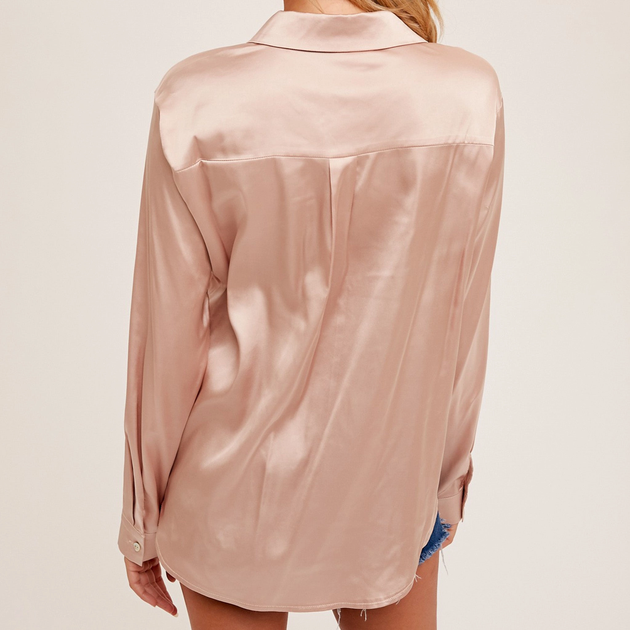 Satin Sequin Blouse Everyday Comfort Fit HypoallergenicFibers