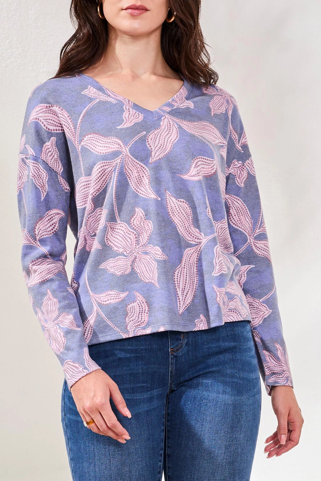 Built In Filter Layer MoistureWicking Tribal Fuzzy Soft V-Neck Top- Multiple Prints