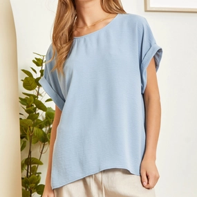 High Collar Option Andree Women's Chambray Blouse