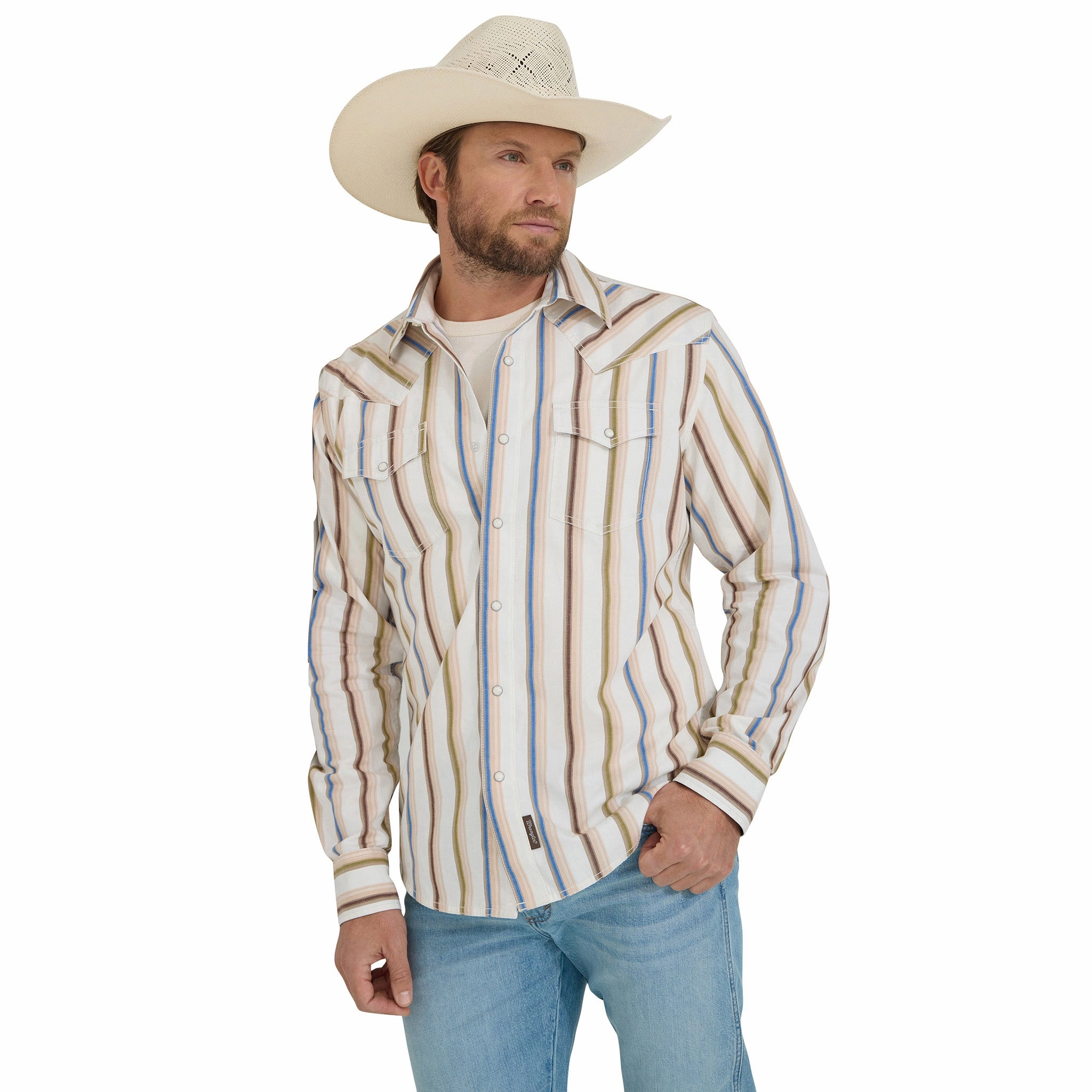 Reinforced Side Vents Wrangler Men's Retro Rusty Striped Shirt