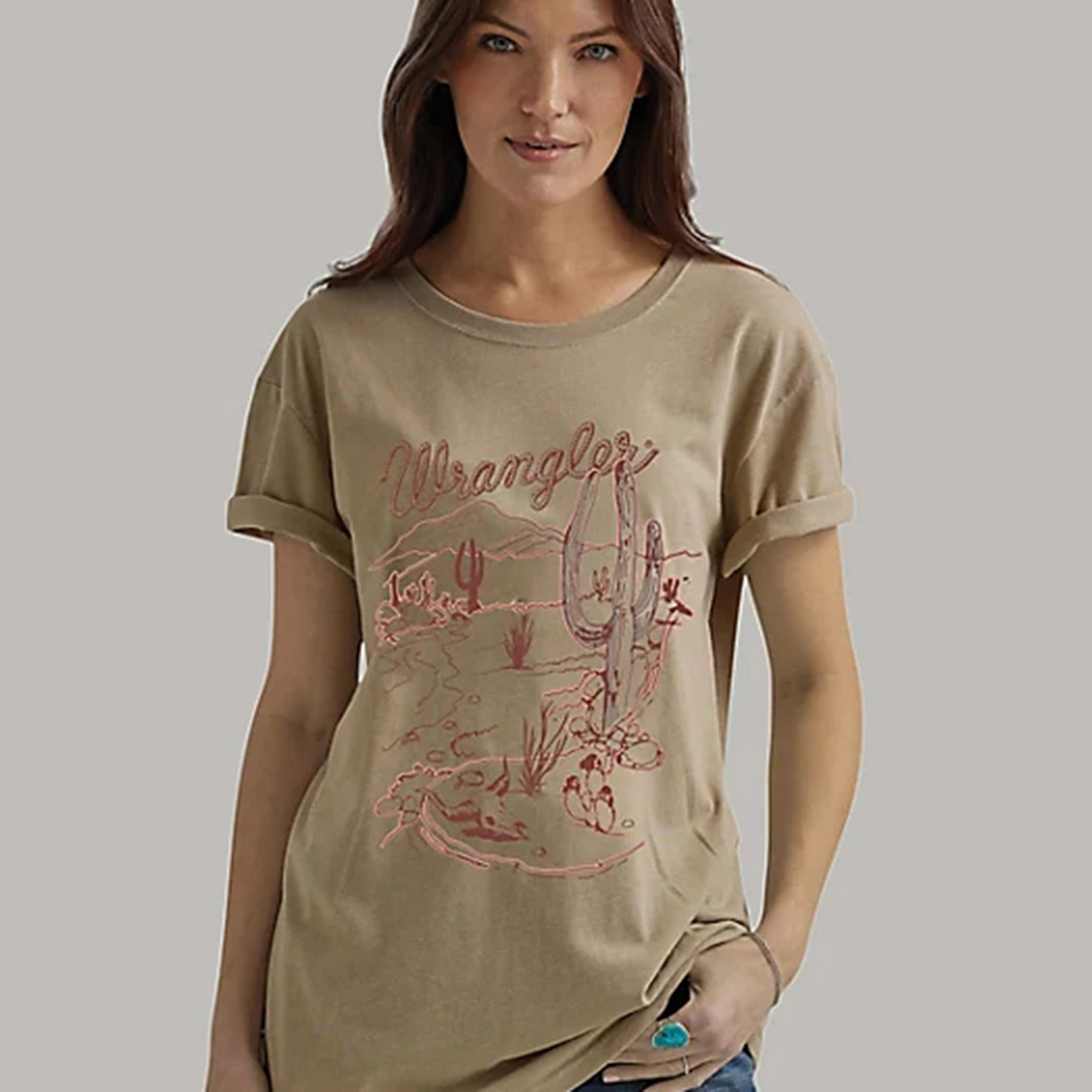 Breathable Hoodie Wrangler Women's Tan Desert Scene Tee