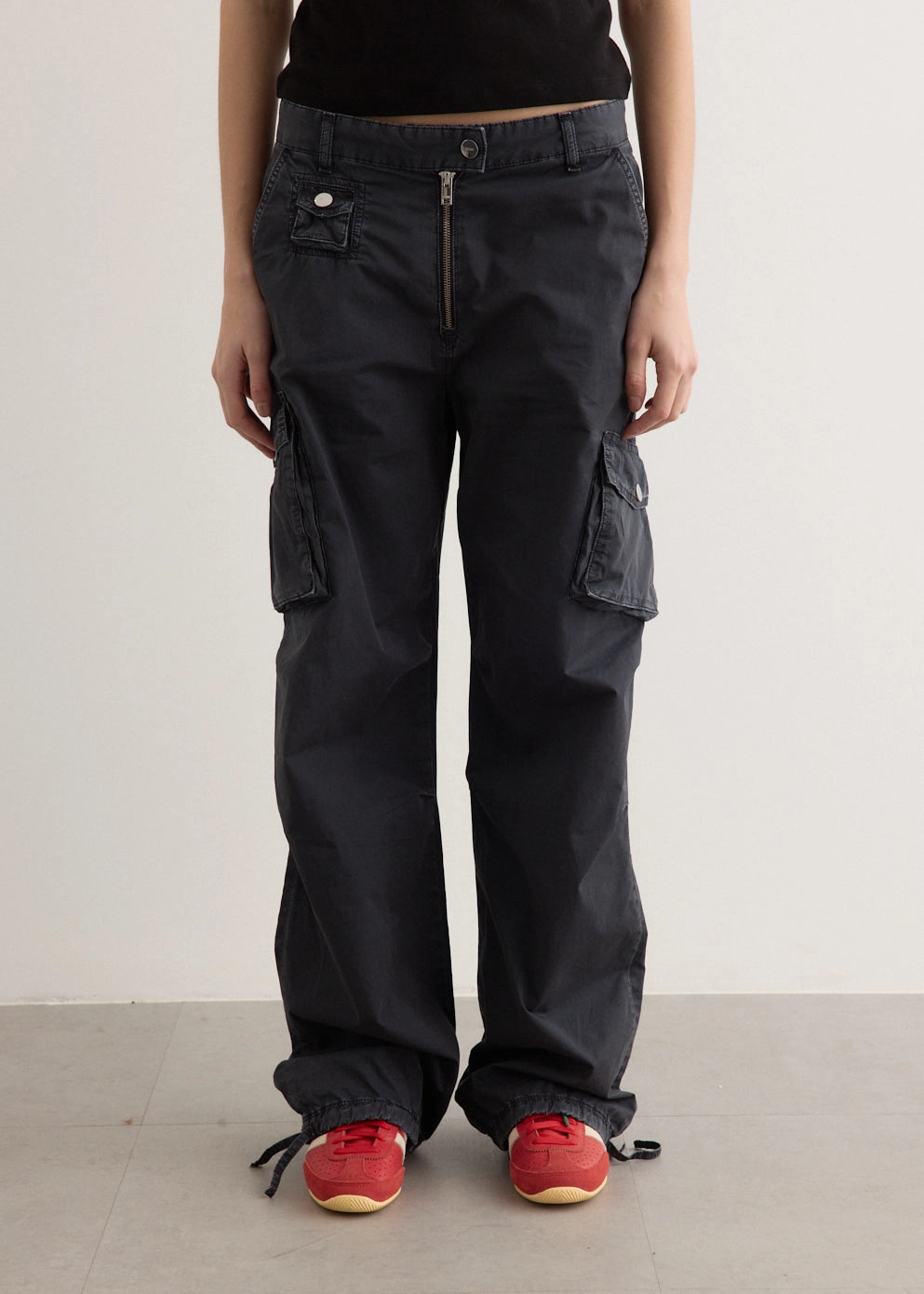 No Gap Waistband Washed Cotton Twill Pants