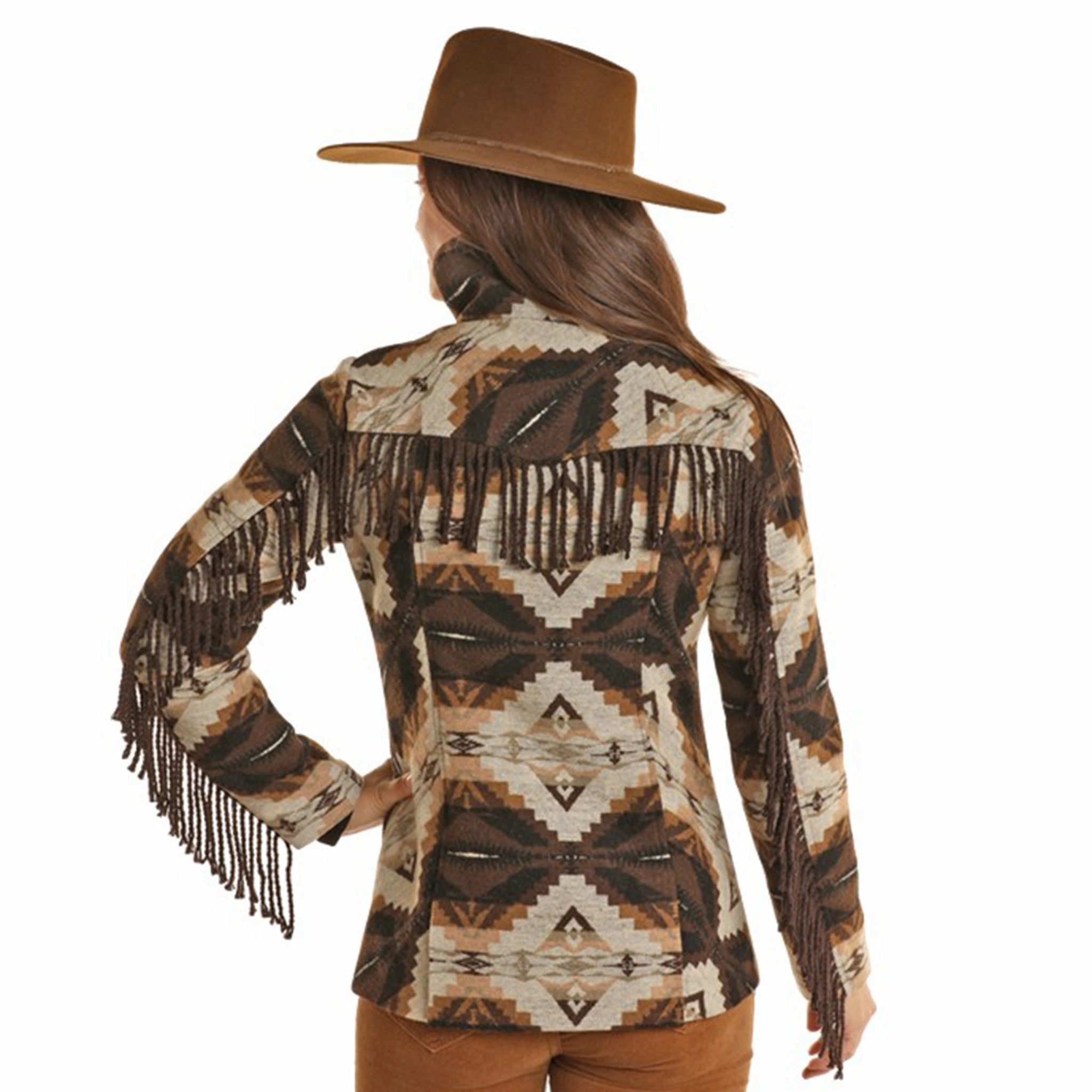 Powder River Women's Aztec Wool Coat Thermoregulating Lining Magnetic Fasteners