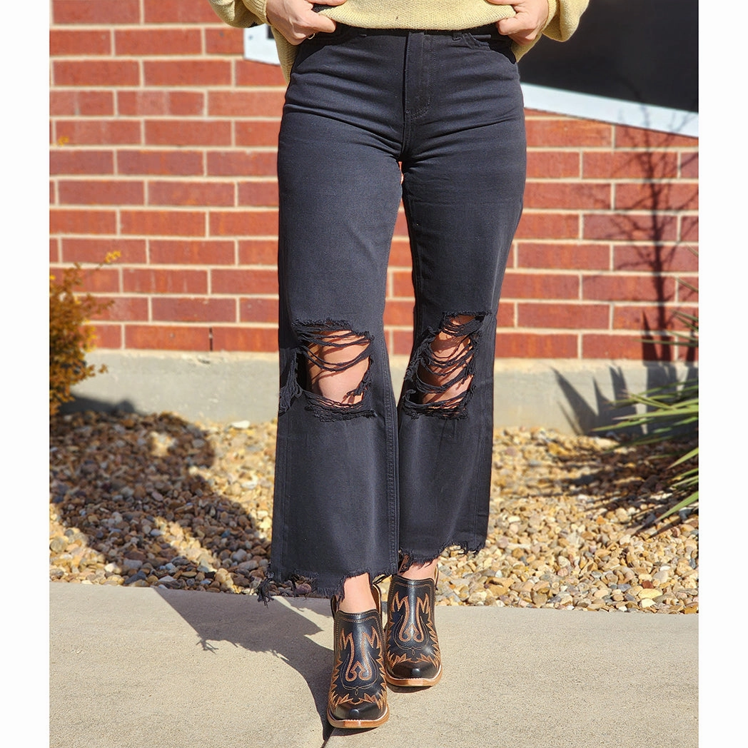 Vervet Black 90's Distressed Crop Jeans Universal Style slim fit