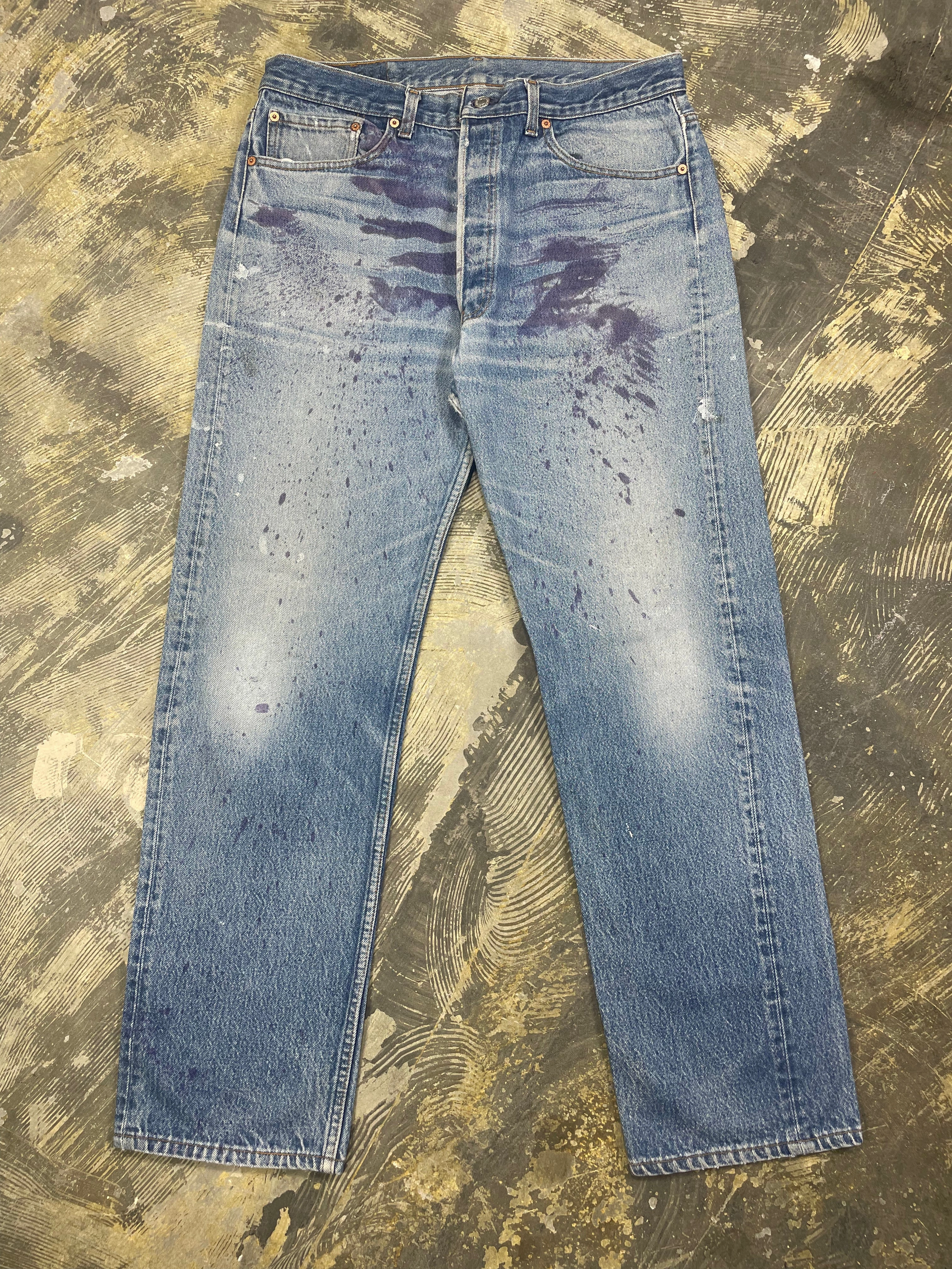 Subtle Look Vintage Levi 501 USA Super Wash & Paint Denim Jeans (JYJ-0326)