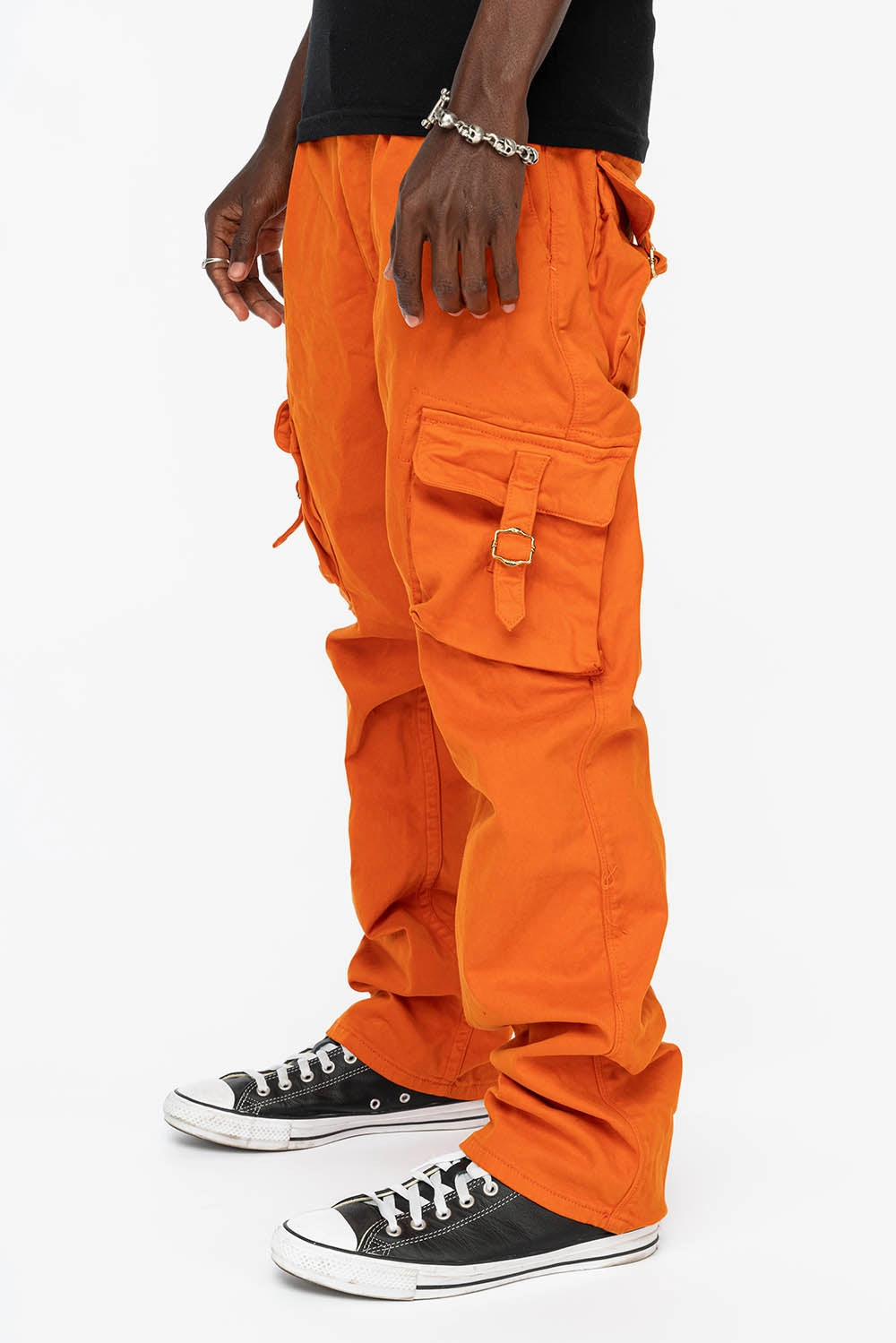 ROBINS NEW MILITARY STYLE CARGO PANTS IN ORANGE COLOR WASH Trend Design