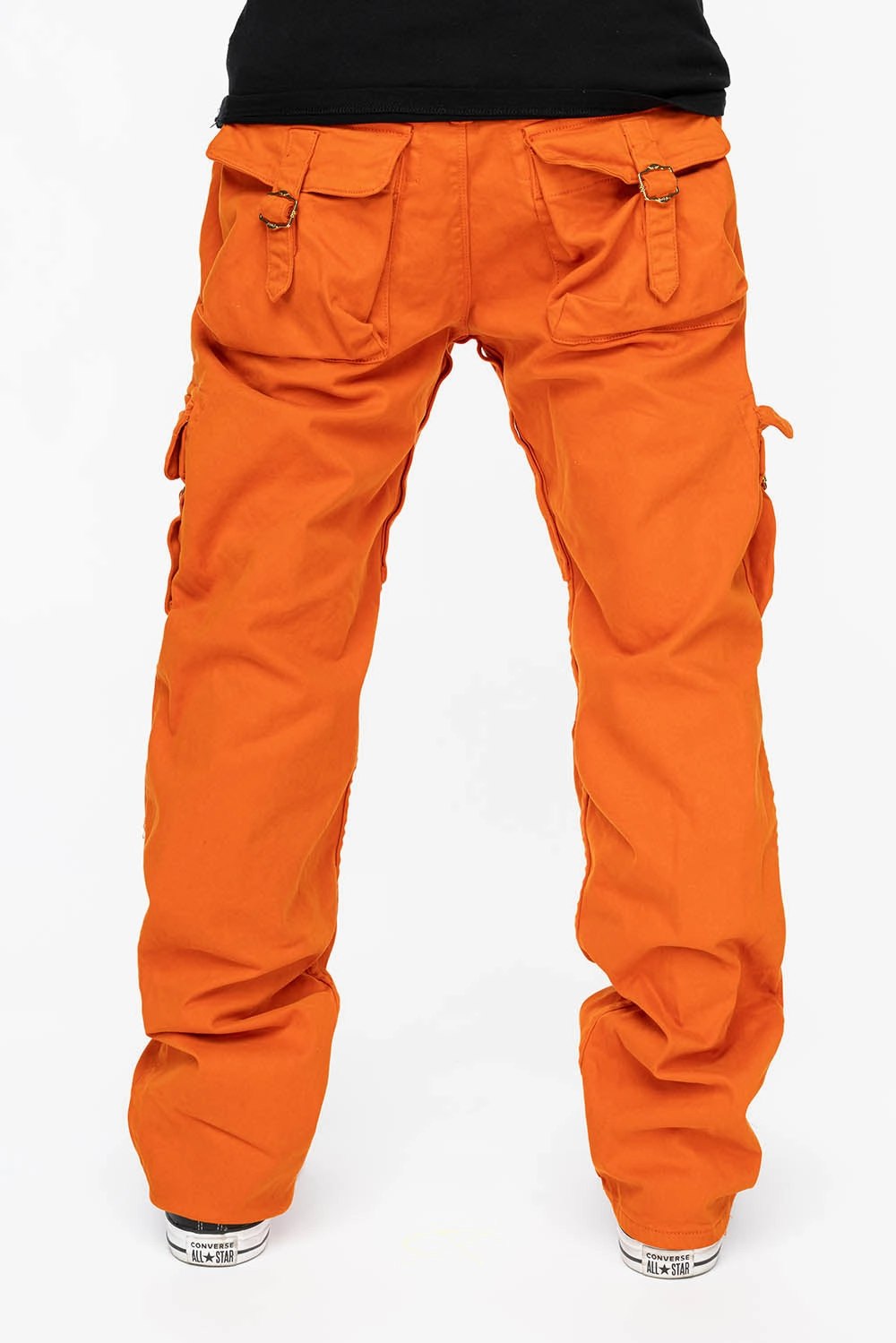 ROBINS NEW MILITARY STYLE CARGO PANTS IN ORANGE COLOR WASH Classic Gym Ready